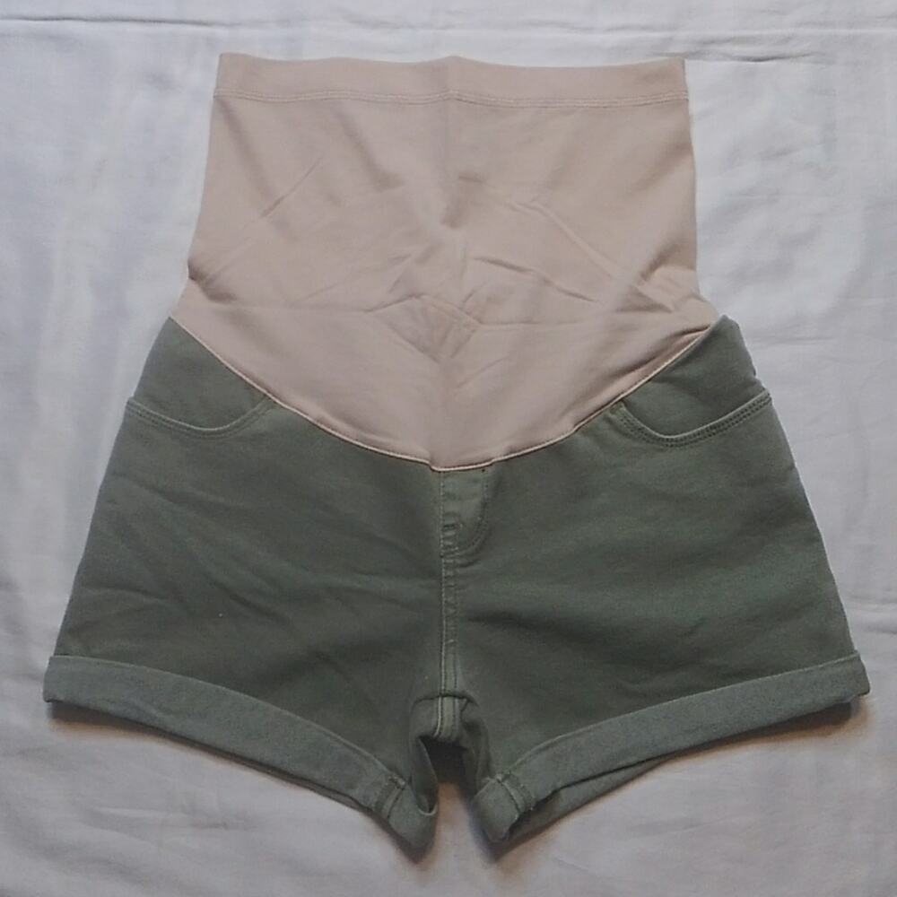 Liz Lange Maternity Midi Green Denim Shorts XS